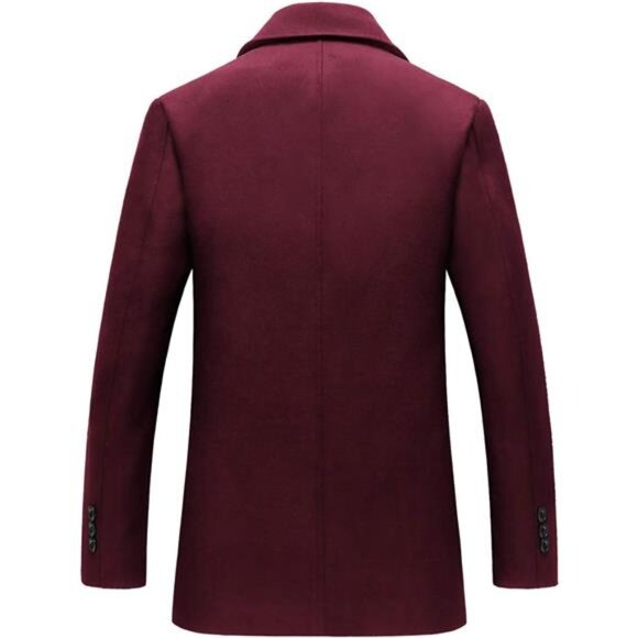 Men's Classic Double Breasted Coat Red - Picture 2 of 3
